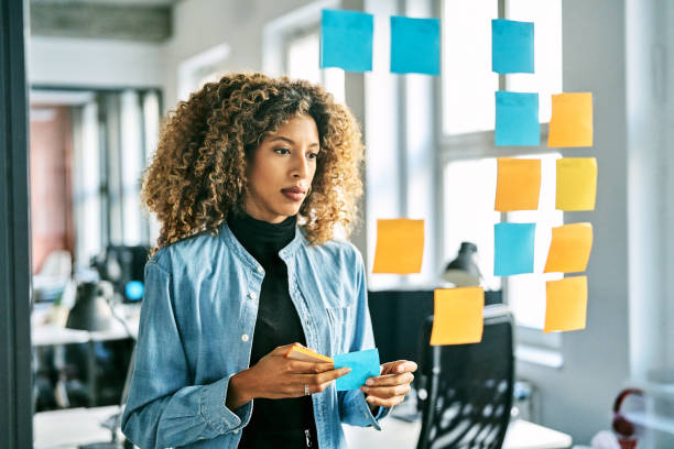 istock Businesswoman planning over sticky notes 1261239993