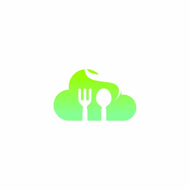 Vector illustration of Food Cloud Logo Icon Design. stock illustration. stock illustration