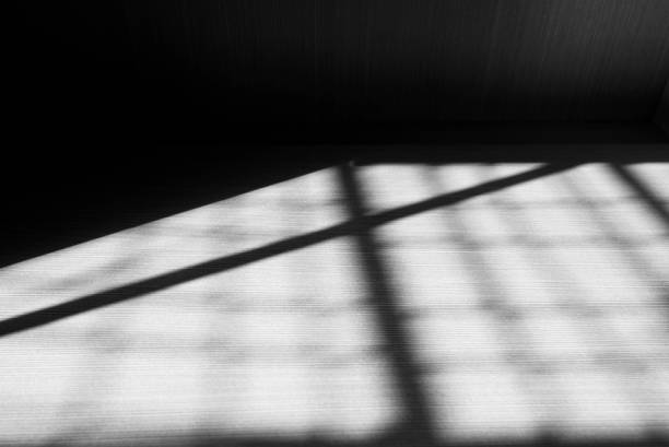 istock Black abstract lines, shadows on the wooden wall, floor 1261244427