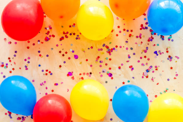 istock Frame of ballons - celebration concept - from above copy space 1261252089