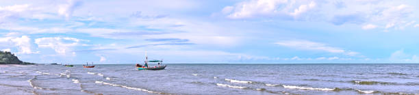 istock Widesceen sea and blue sky background 1261269511