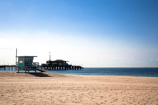 istock Santa Monica Beach Against Bright Blue Sky 126127958