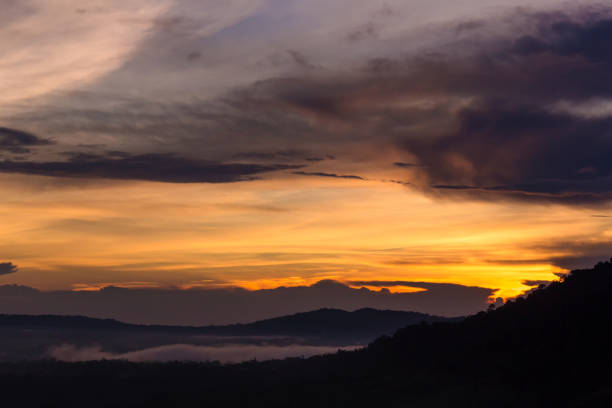 istock Twilight sky background. Colorful Sunset sky and cloud.vivid sky in twilight time background.Fiery orange sunset sky. Beautiful 1261285478