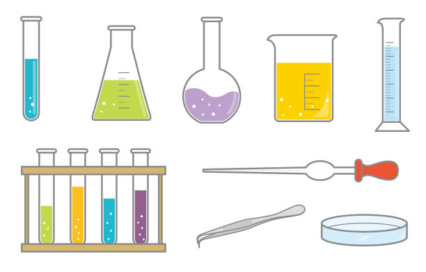 과학 실험 세트 - graduated cylinder stock illustrations