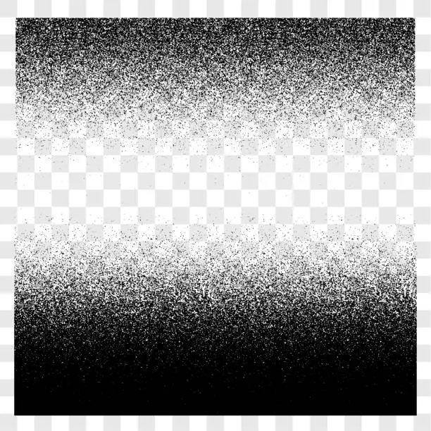 Vector illustration of Grunge gradient spray halftone and stipple transparent texture vector set, sand grainy texture background or distress horizontal up and down backdrop