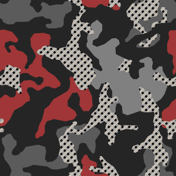 Stylish Grid Camouflage Seamless Pattern Abstract Modern Military Camo Urban  Texture Black Gray And Red Color Background Vector Illustration Stock  Illustration - Download Image Now - iStock