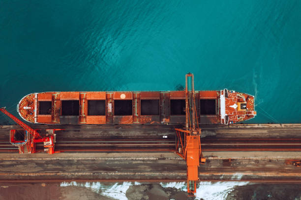 istock Cargo Ship in the Port Aerial View 1261307481
