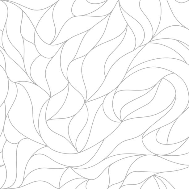 Vector leaves of a seamless pattern. Floral organic background. line drawn wallpapers Vector organic pattern. Seamless texture of plants drawn lines. Stylish leaves white background. Modern wallpaper or textile print ornamental plant stock illustrations