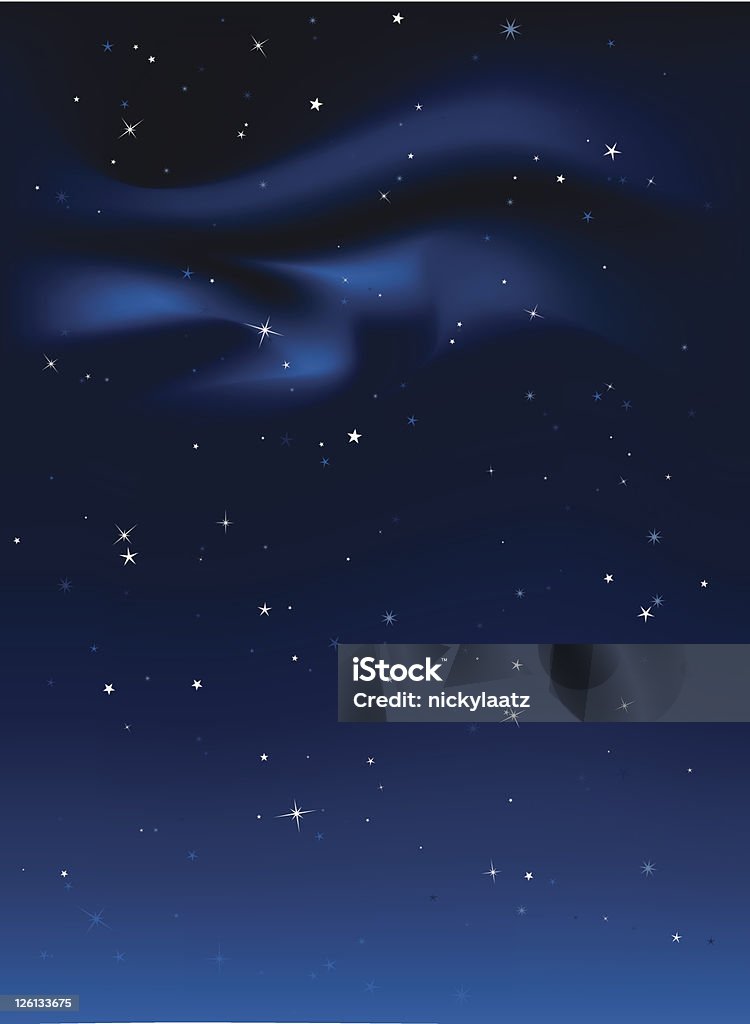 Fondo de cielo estrellado cielo nocturno con iluminación tierra - arte vectorial de Astronomía libre de derechos