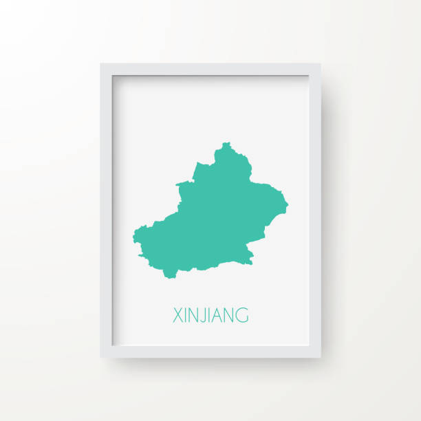 stockillustraties, clipart, cartoons en iconen met de kaart van xinjiang in een kader op witte achtergrond - urumqi