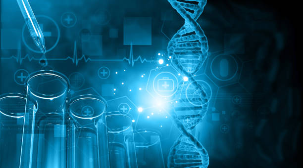 istock Test tubes with dna strands 1261370339