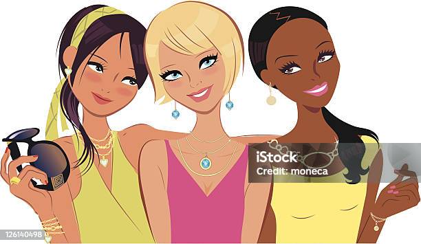 Group Of Girlfriends Illustration Stock Illustration - Download Image Now - Necklace, Women, Retail