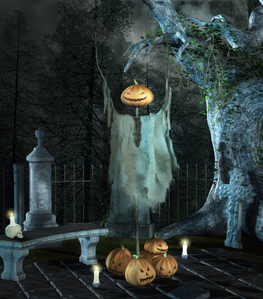 istock Halloween horror scene with a pumpkin monster 1261405060