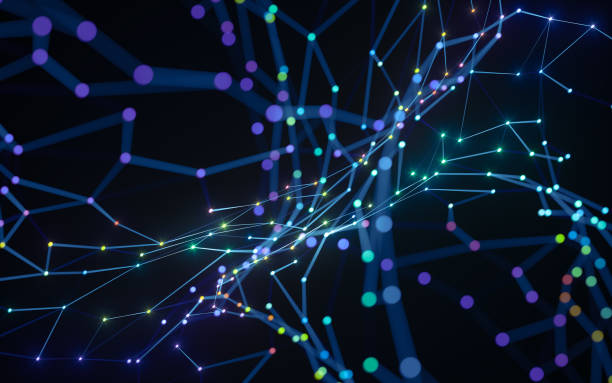 istock Abstract Digital network - grid - mesh - with small bulbs like stars - 3d illustration - rendering 1261413826