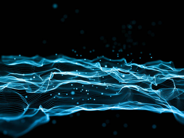 istock 3D abstract modern background with flowing lines and cyber dots 1261421363