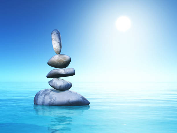 istock 3D balancing pebbles in tropical ocean landscape 1261421900