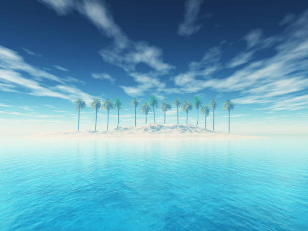 istock 3D tropical palm tree island landscape 1261424691