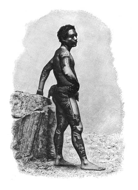 istock Antique illustration - Tatooed native of the Marquesas islands 1261433032