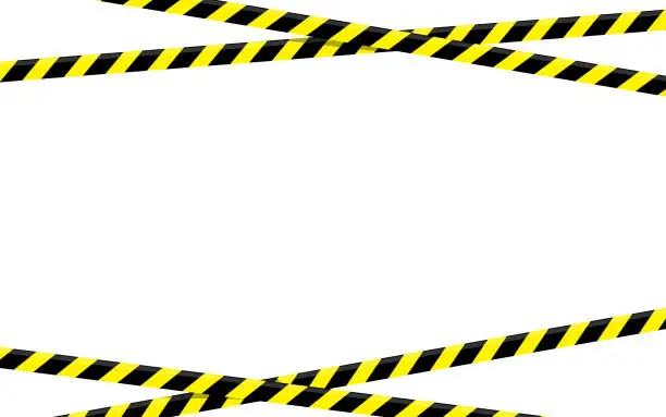 Vector illustration of Tape striped yellow and black vector danger zone border isolation concept background illustration
