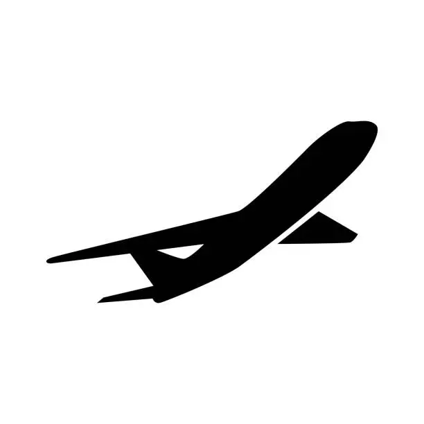 Vector illustration of Silhouette jet flying plane icon, airplane flat symbol isolated illustration