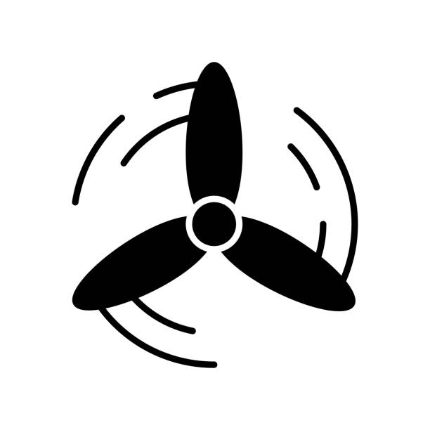 ilustrações de stock, clip art, desenhos animados e ícones de propeller vector icon, airscrew aviation graphic illustration logo symbol silhouette - screw propeller