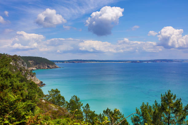 view of stone islands and Ile de Brehat in Brittany, France