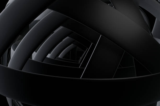istock Dark background with Black line curve design. Abstract background, Modern Design, 3d Rendering 1261469117