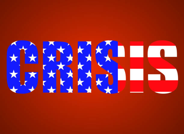 istock Word CRISIS of flag usa for your design 1261471797