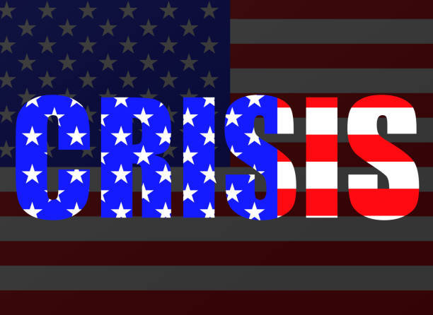 istock Word CRISIS of flag usa for your design 1261471819