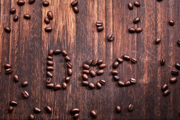 Coffee beans spelled on a board: December