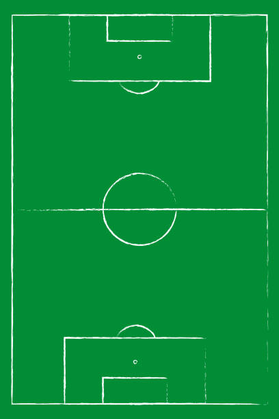 ilustrações de stock, clip art, desenhos animados e ícones de flat green field, football grass. soccer field with line template. vector stadium. - football field backgrounds aerial view sport