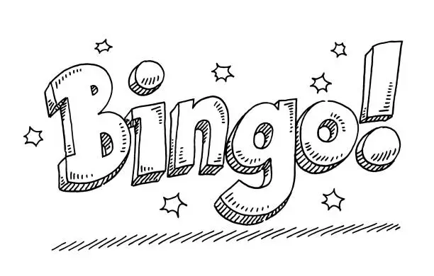 Vector illustration of Bingo Text Drawing