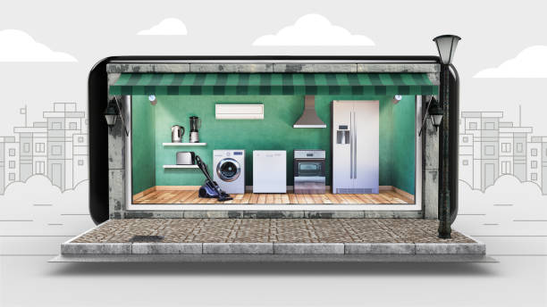 家電製品オンラインショッピング - appliance repairing clothes washer refrigerator ストックフォトと画像