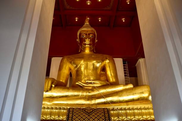 istock The gold buddha statue at Ayutthaya. 1261508500
