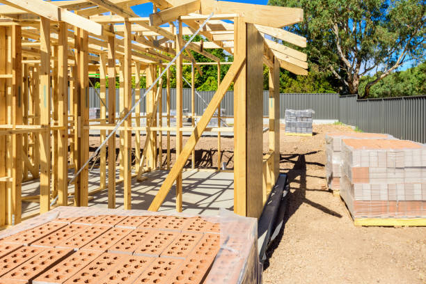 istock Pallets with bricks delivered to the house construction site 1261516474