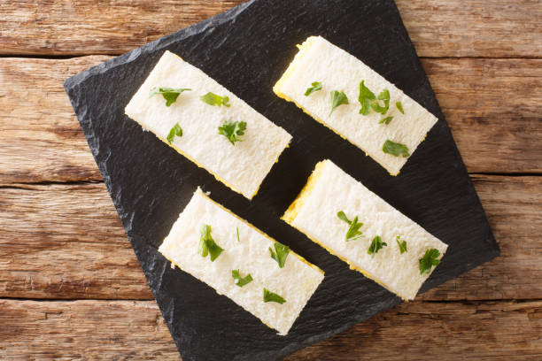 istock Japanese egg sandwiches close-up on a slate board. horizontal top view 1261518739