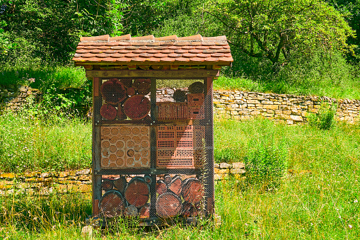 Insect hotel in the meadow