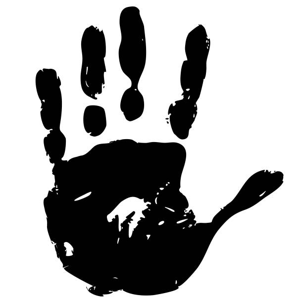 Hand Print Vector Track of Vector Black Handprint. Vector Grunge Illustration. hand patterns stock illustrations