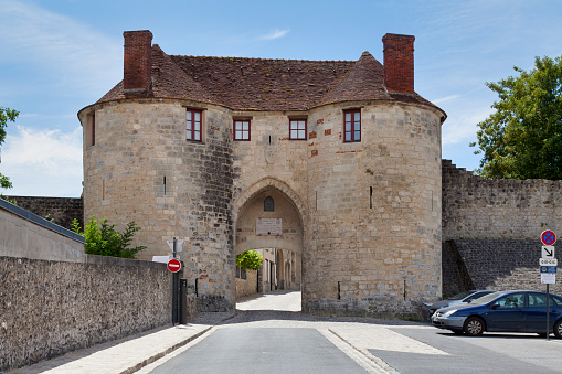 Château-Thierry, France - July 23 2020: The Saint-Pierre gate is a 13th century city gate allowing to access the fortified town.