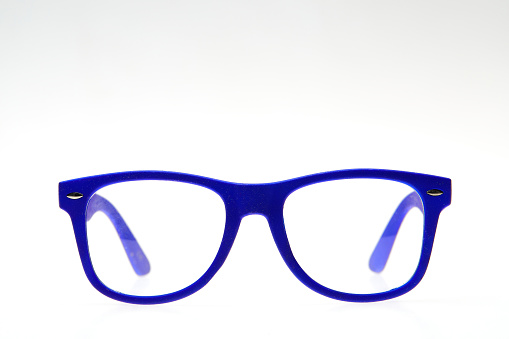 Blue eyeglasses isolated on white background