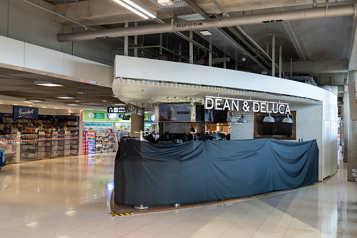 DEAN & DELUCA coffee shop, Suvarnabhumi Airport branch Closed because Impact of the outbreak of the corona virus (covid-19) in Samut Prakan, Thailand on July 27, 2020.