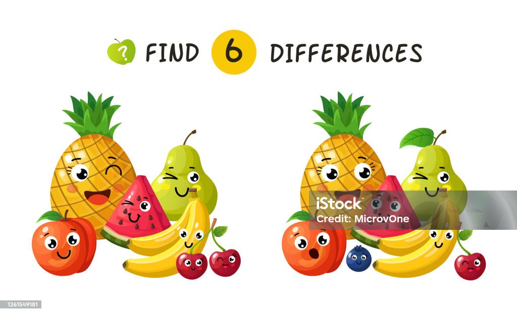Ilustración de Encontrar Diferencias Juego De Niños Con Frutas De Dibujos Animados Felices Ilustración Vectorial Para Libros Para Niños y más Vectores Libres de Derechos de Niño - iStock Ilustración de Encontrar Diferencias Juego De Niños Con Frutas De Dibujos Animados Felices Ilustración Vectorial Para Libros Para Niños y más Vectores Libres de Derechos de Niño - iStock