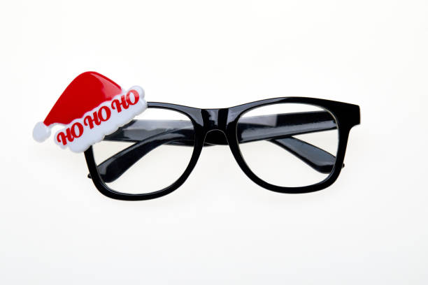 istock Black santa claus eyeglasses isolated on white background 1261550820