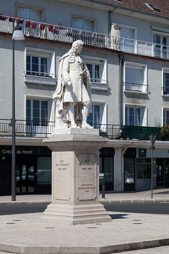 Château-Thierry, France - June 25 2020: Monument to Jean de La Fontaine created by Charles-René Laitié in 1824.