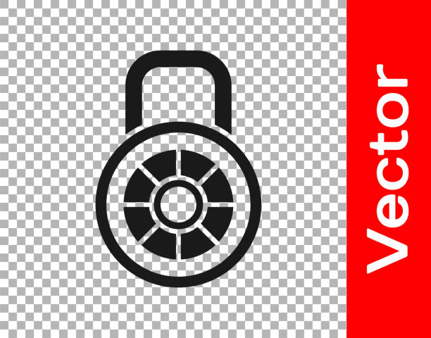 czarna bezpieczna ikona blokady kombinacji izolowana na przezroczystym tle. kłódka kombinacjowa. bezpieczeństwo, bezpieczeństwo, ochrona, hasło, prywatność. wektor - safe safety combination lock variation stock illustrations