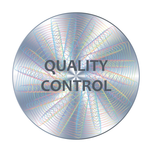 istock Quality control metal icon, sticker, hologram. Vector element for product quality guarantee 1261563602
