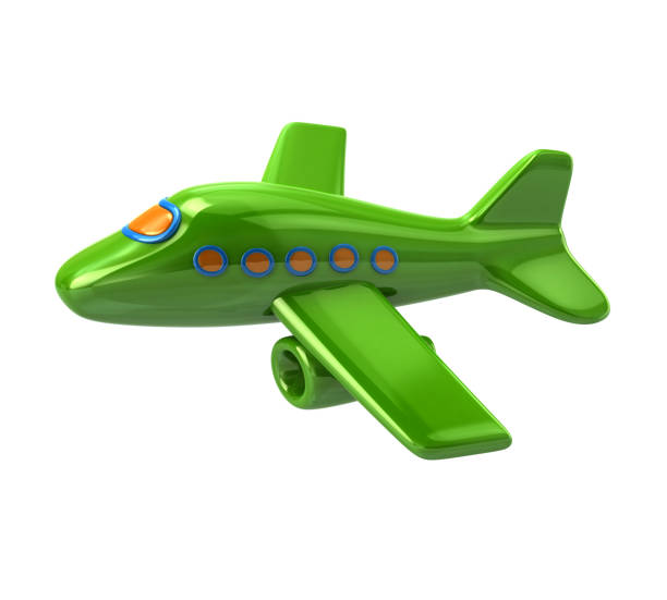 Green jet aircraft 3d illustration isolated on white background