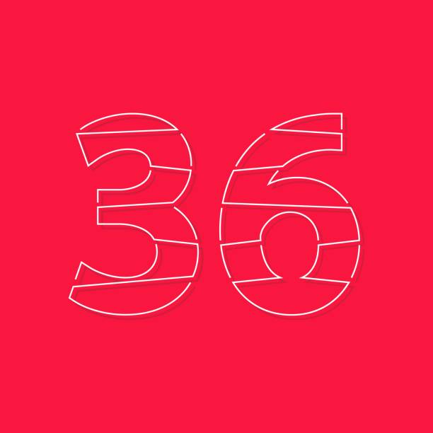 istock 36 number, linear stroke font. Modern trendy, creative style design. For logo, brand label, design elements, corporate identity, application and more. İsolated vector illustration 1261584155