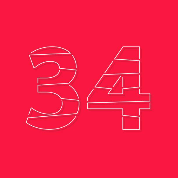 istock 34 number, linear stroke font. Modern trendy, creative style design. For logo, brand label, design elements, corporate identity, application and more. İsolated vector illustration 1261584799