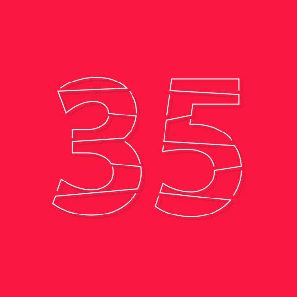 istock 35 number, linear stroke font. Modern trendy, creative style design. For logo, brand label, design elements, corporate identity, application and more. İsolated vector illustration 1261585338